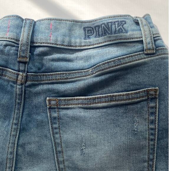 Victoria's Secret PINK Jean Shorts Size 6 Distressed High Rise Shortie Raw Hem - Picture 6 of 6